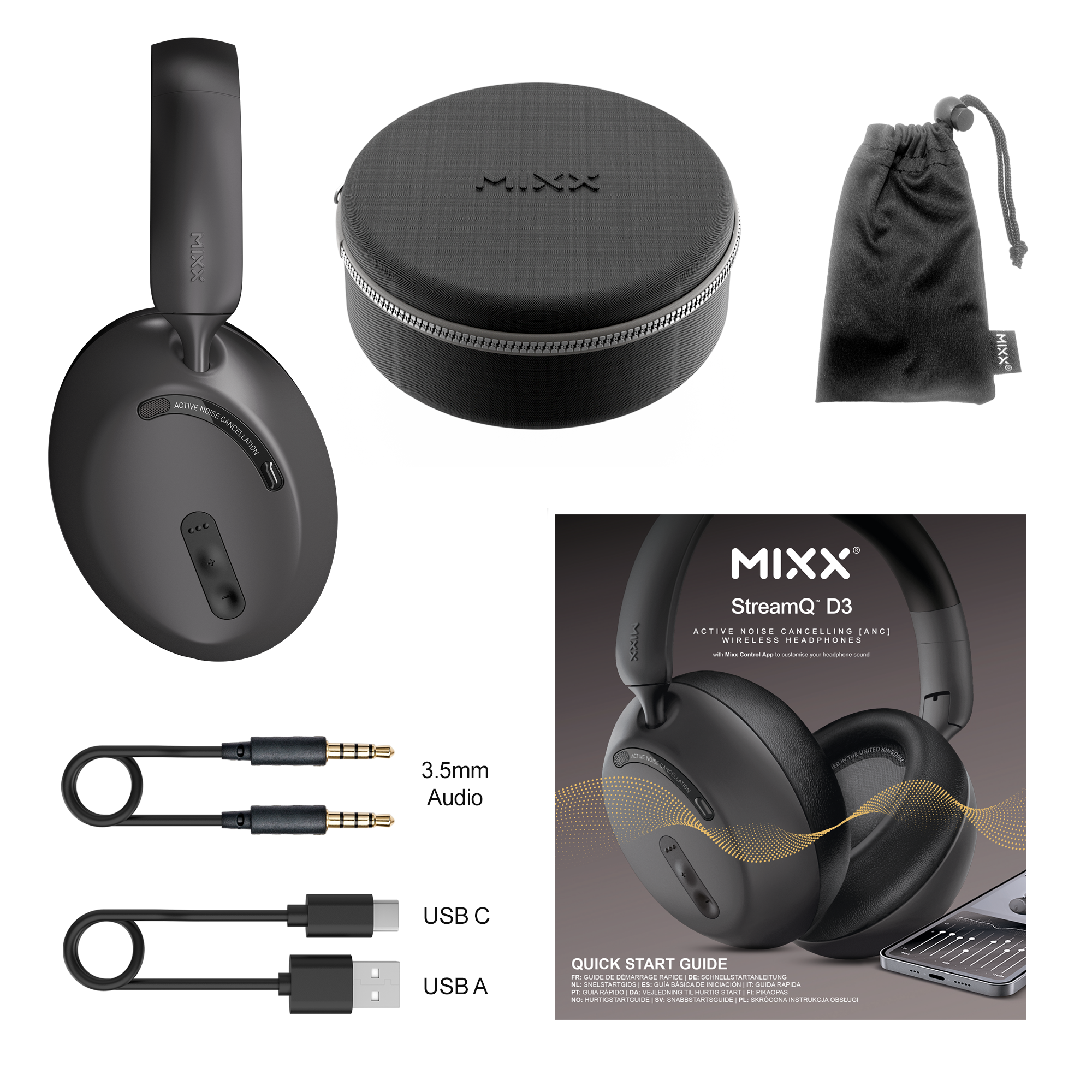 Mixx StreamQ D3 ANC Noise Cancelling Headphones