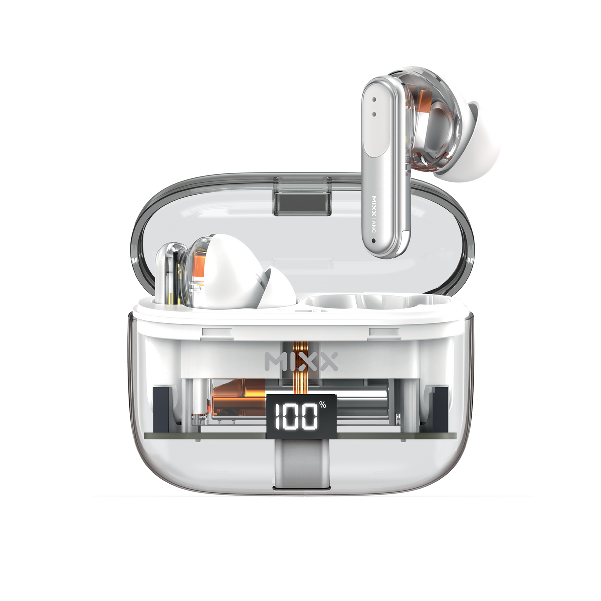 Mixx StreamBuds Switch Clear ANC Noise Cancelling Wireless Earbuds