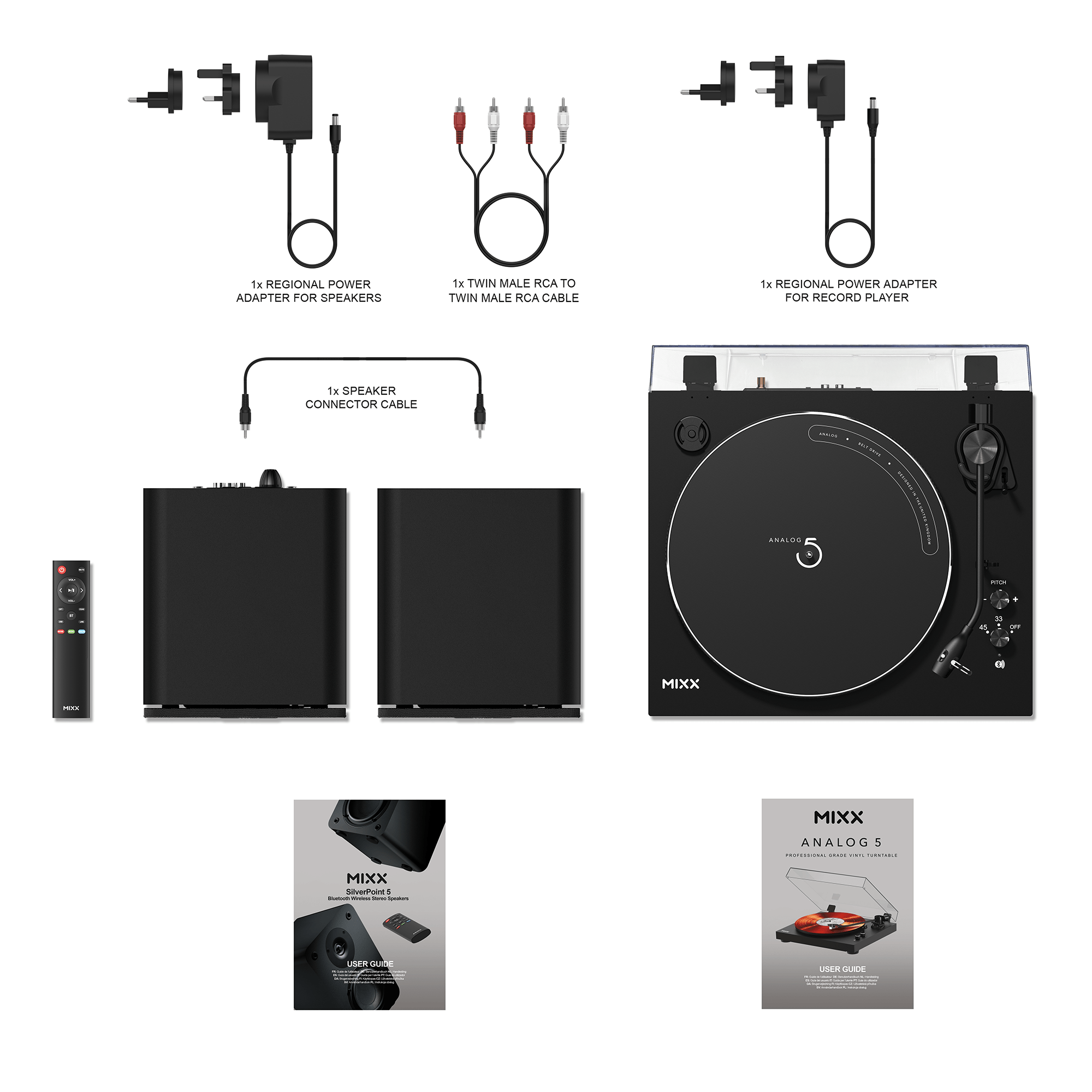 Mixx Analog System 5 Vinyl Record Player + Speakers - Mixx Audio